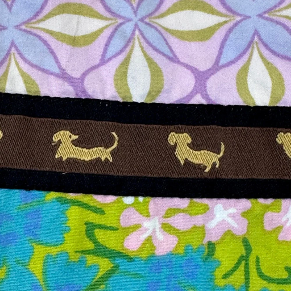 Matilda Jane Girls Size 12 Mixed Print Dachshund Ribbon Tank Dress Blue Purple